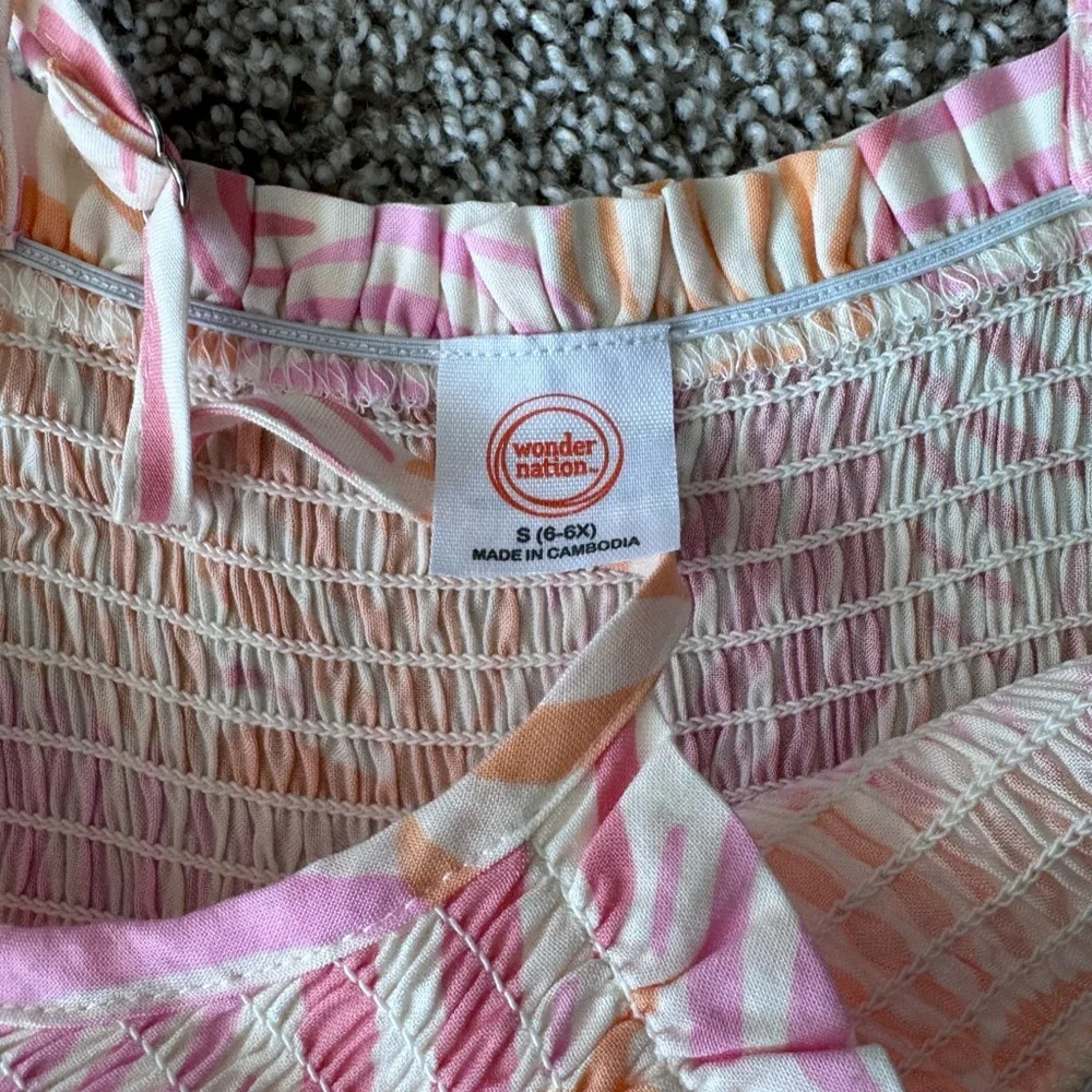 Girls Tiered Dress Smocked Summer Dress Ruffle Sleeveless Dress Size Small 6x - Picture 7 of 8